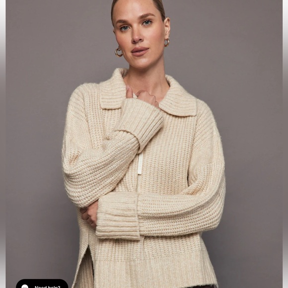 Varley Sweaters - VARLEY Amelia Half Zip Knit Color Birch Size XL